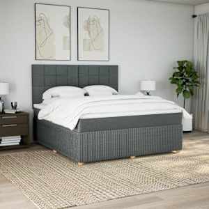 Box spring postel s matrací tmavě šedá 180x200 cm textil - obrázek 3