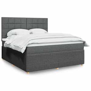 Box spring postel s matrací tmavě šedá 180x200 cm textil - obrázek 1