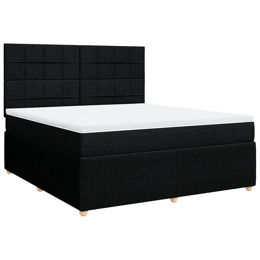 vidaXL Pat box spring cu saltea, negru, 180x200 cm, catifea