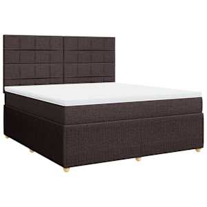 Box spring postel s matrací tmavě hnědá 180x200 cm textil - obrázek 2