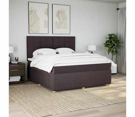 vidaXL Cama com molas/colch&atilde;o 180x200 cm tecido castanho-escuro