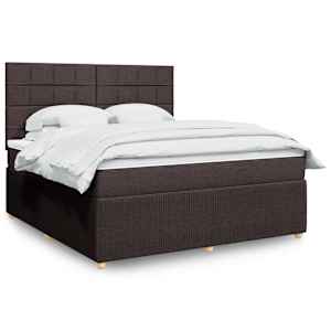 Box spring postel s matrací tmavě hnědá 180x200 cm textil - obrázek 1