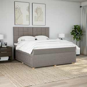 Box spring postel s matrací taupe 180x200 cm textil - obrázek 3