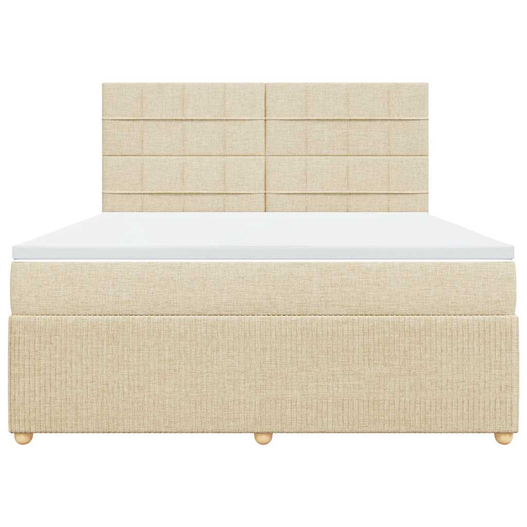 vidaXL Boxspring met matras stof crèmekleurig 180x200 cm, foto 4