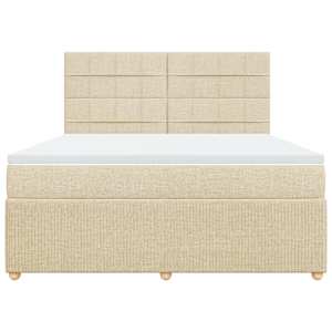 Box spring postel s matrací krémová 180x200 cm textil - obrázek 4