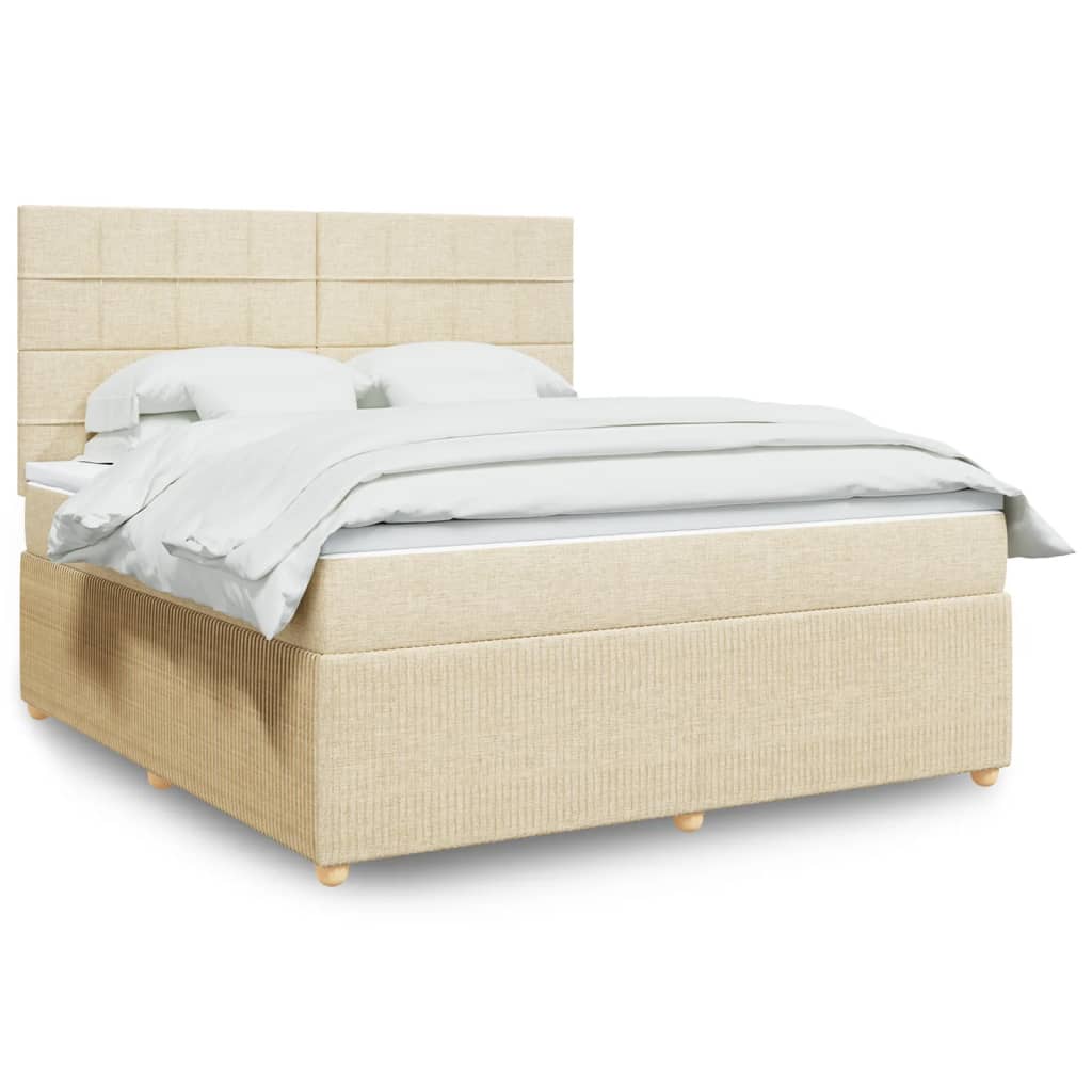 vidaXL Giroletto a Molle con Materasso Crema 180x200 cm in Tessuto
