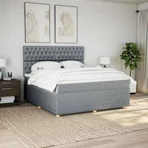 Box spring postel s matrací světle šedá 180 x 200 cm textil - obrázek 3