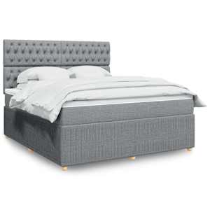 Box spring postel s matrací světle šedá 180 x 200 cm textil - obrázek 1