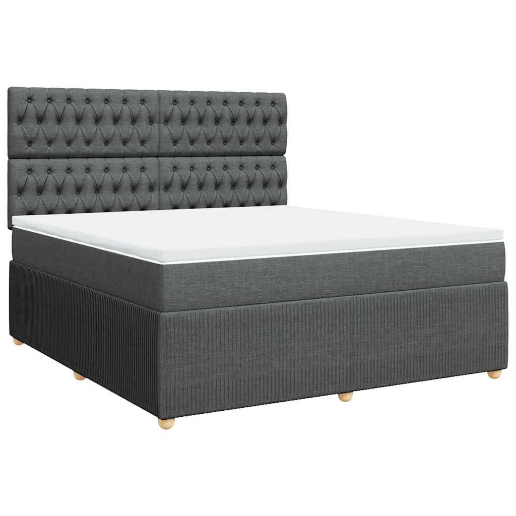 vidaXL Pat box spring cu saltea, gri închis, 180x200 cm, textil