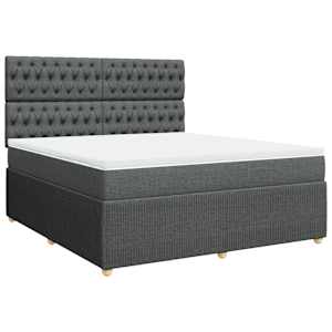 Box spring postel s matrací tmavě šedá 180x200 cm textil - obrázek 2