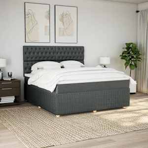 Box spring postel s matrací tmavě šedá 180x200 cm textil - obrázek 3