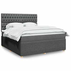 Box spring postel s matrací tmavě šedá 180x200 cm textil - obrázek 1