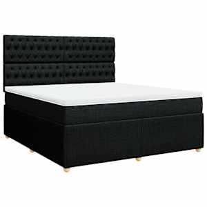 Box spring postel s matrací černá 180x200 cm textil - obrázek 2
