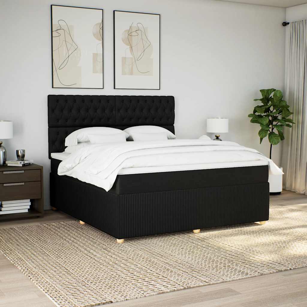 vidaXL Boxspring met matras stof zwart 180x200 cm afbeelding