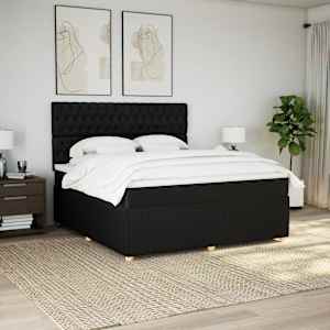 Box spring postel s matrací černá 180x200 cm textil - obrázek 3
