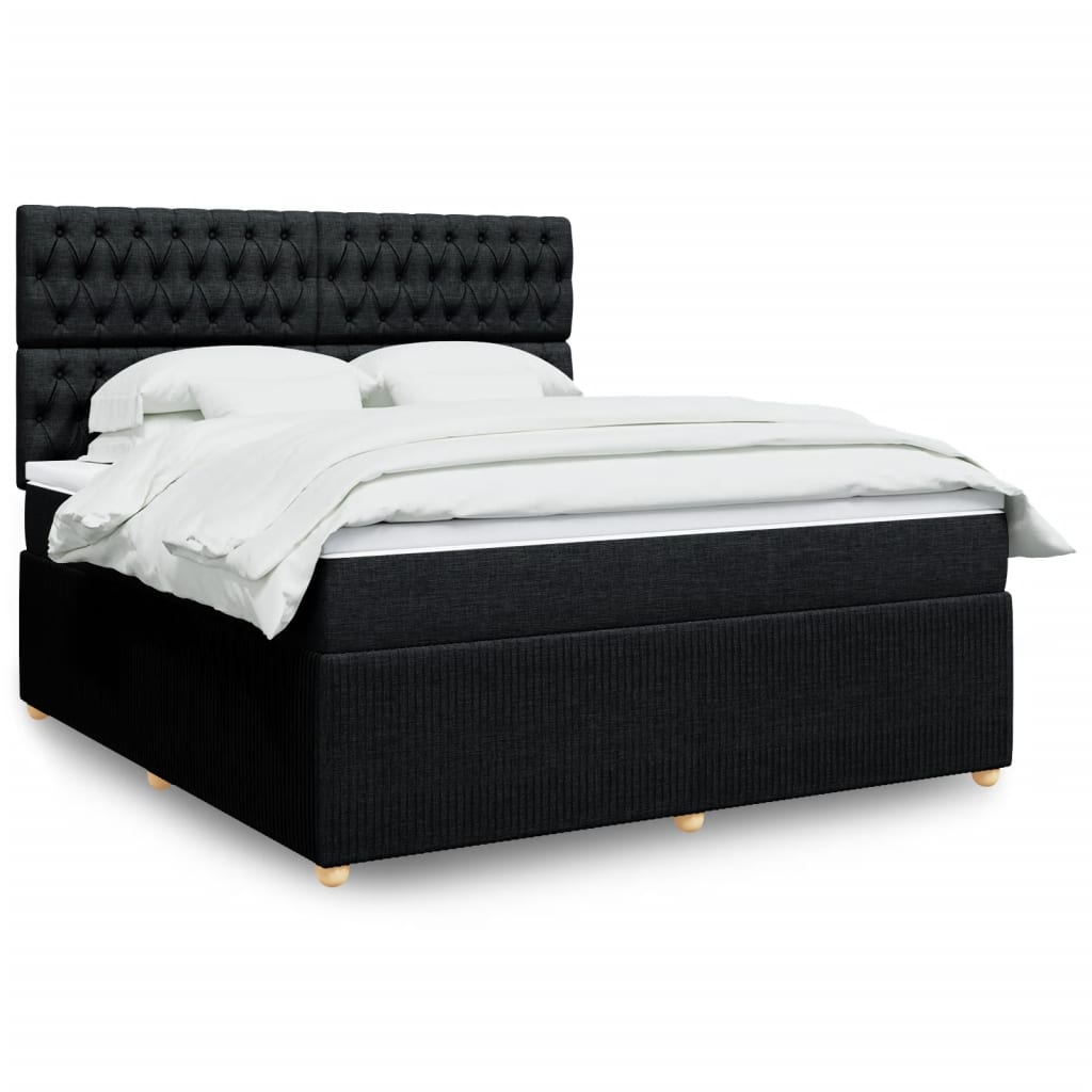 Boxspringbett mit Matratze Schwarz 180×200 cm Stoff