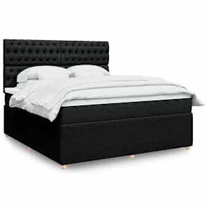 Box spring postel s matrací černá 180x200 cm textil - obrázek 1
