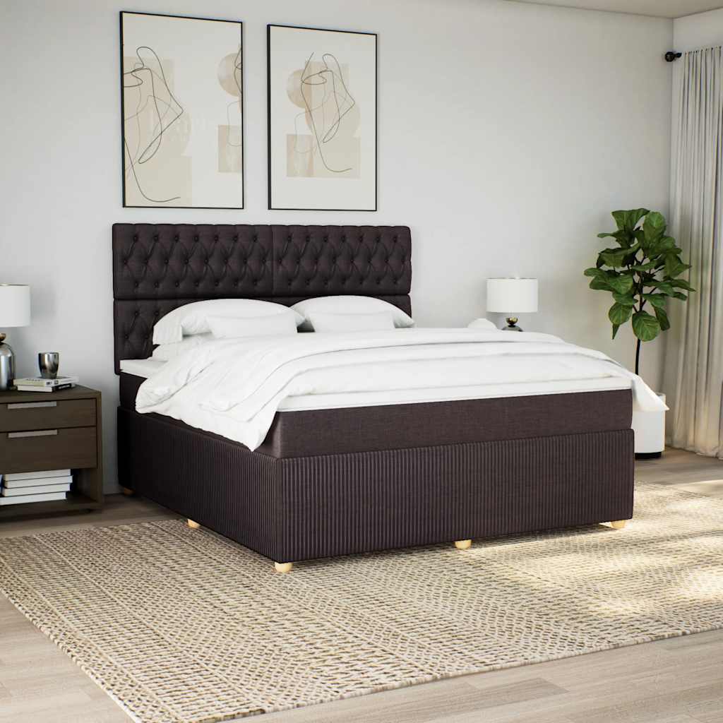 vidaXL Boxspring met matras stof donkerbruin 180x200 cm afbeelding