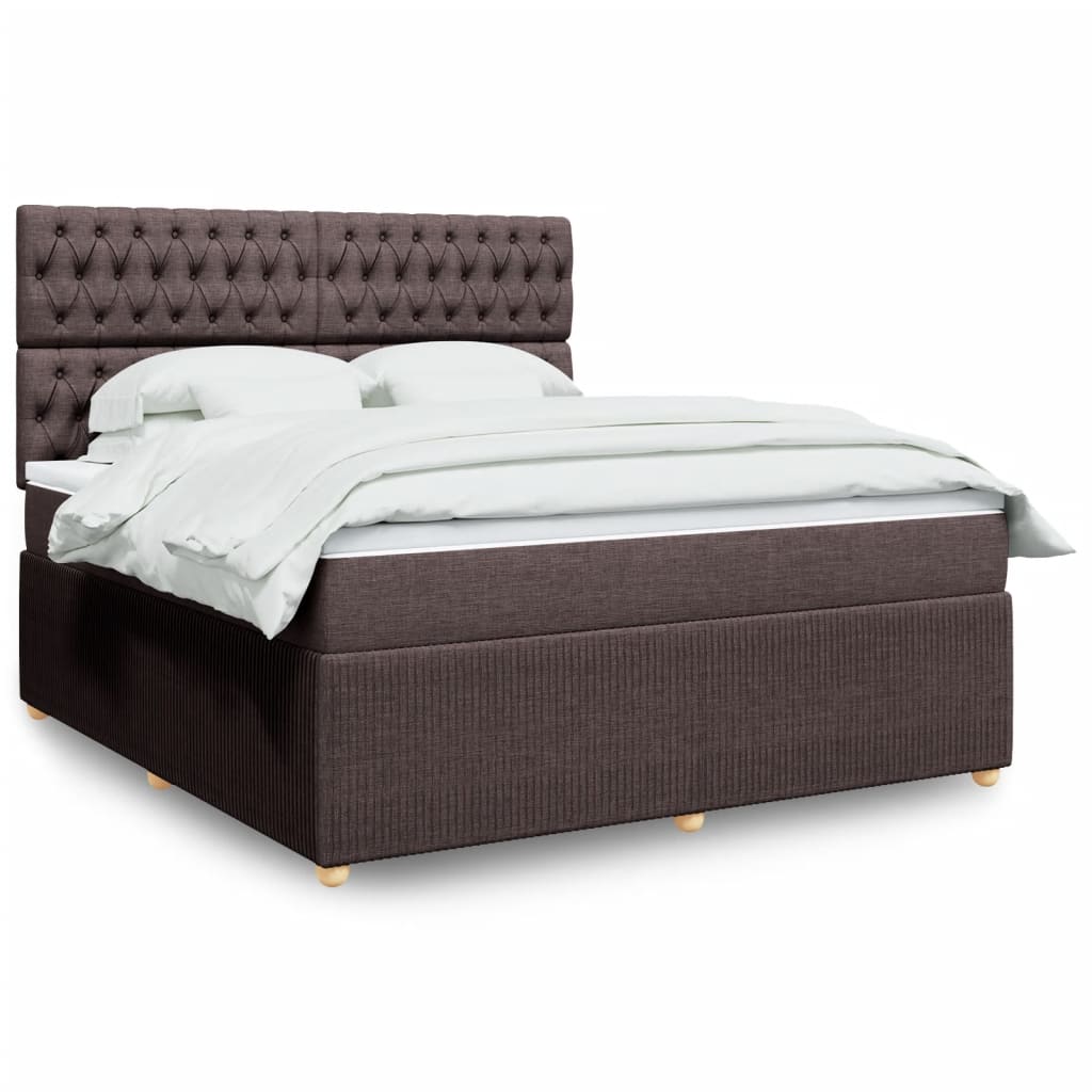 Boxspringbett mit Matratze Dunkelbraun 180×200 cm Stoff