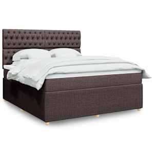 Box spring postel s matrací tmavě hnědá 180x200 cm textil - obrázek 1