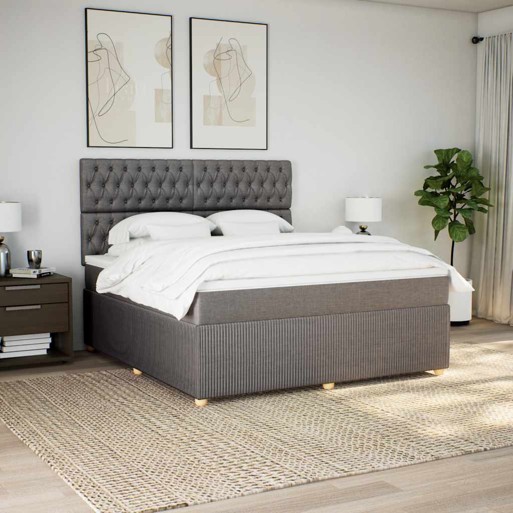 vidaXL Boxspring met matras stof taupe 180x200 cm afbeelding