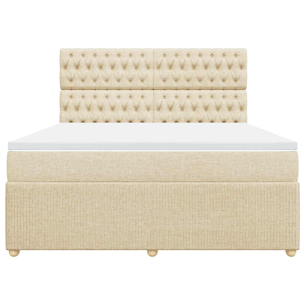 vidaXL Boxspring met matras stof crèmekleurig 180x200 cm, foto 4