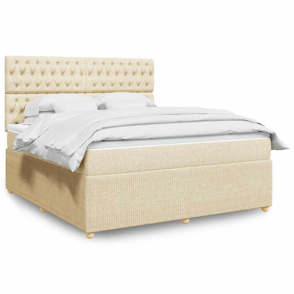 Kontinentalseng 180 x 200 cm med madras og topmadras - cremefarvet
