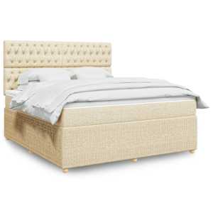 Box spring postel s matrací krémová 180x200 cm textil - obrázek 1