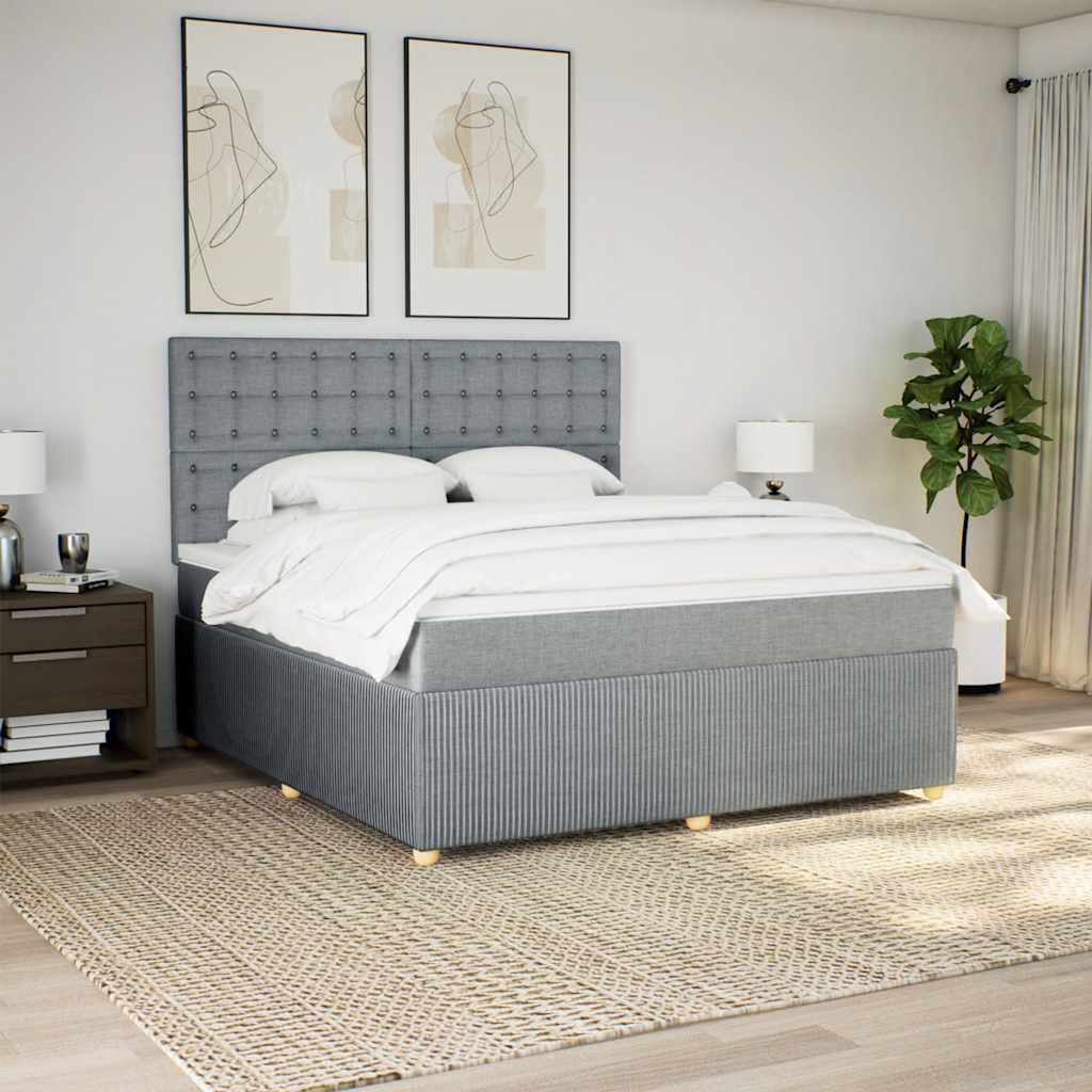 vidaXL Boxspring met matras stof lichtgrijs 180x200 cm afbeelding
