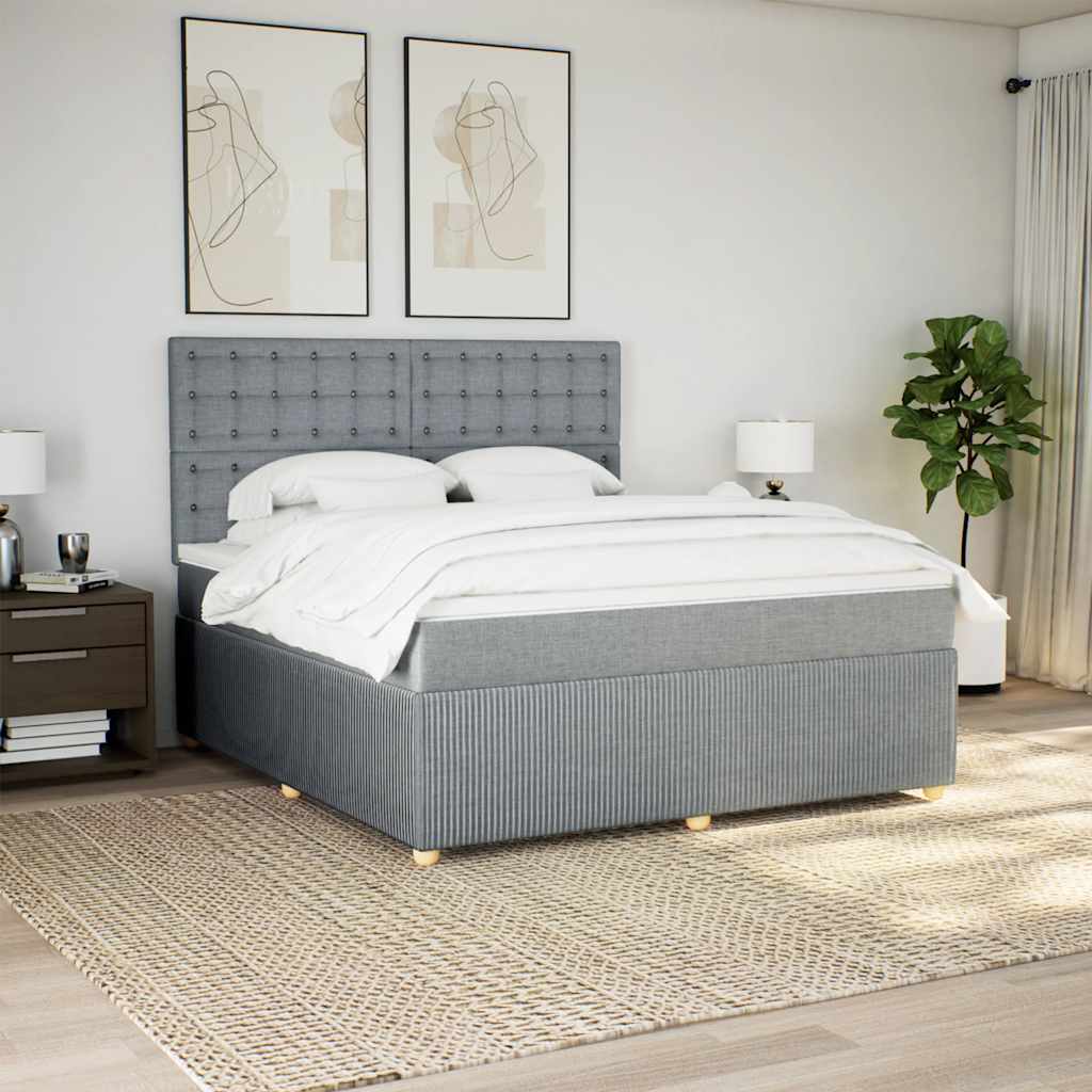 vidaXL Boxspring met matras stof lichtgrijs 180x200 cm grijs, foto 2