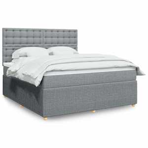 Box spring postel s matrací světle šedá 180 x 200 cm textil - obrázek 1