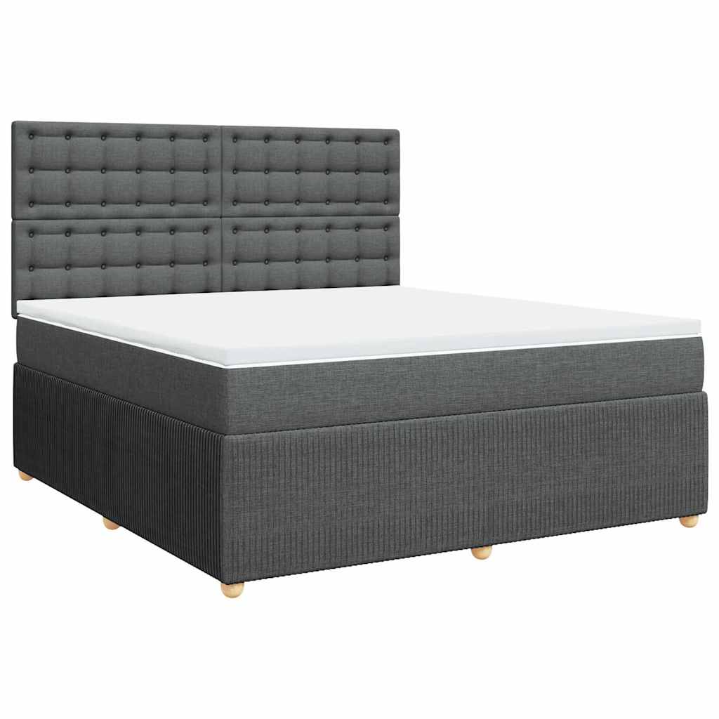 vidaXL Pat box spring cu saltea, gri închis, 180x200 cm, textil
