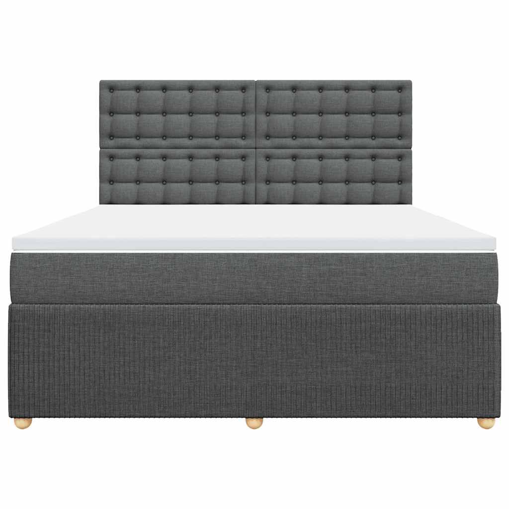 vidaXL Boxspring met matras stof donkergrijs 180x200 cm grijs, foto 4