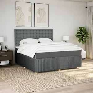 Box spring postel s matrací tmavě šedá 180x200 cm textil - obrázek 3