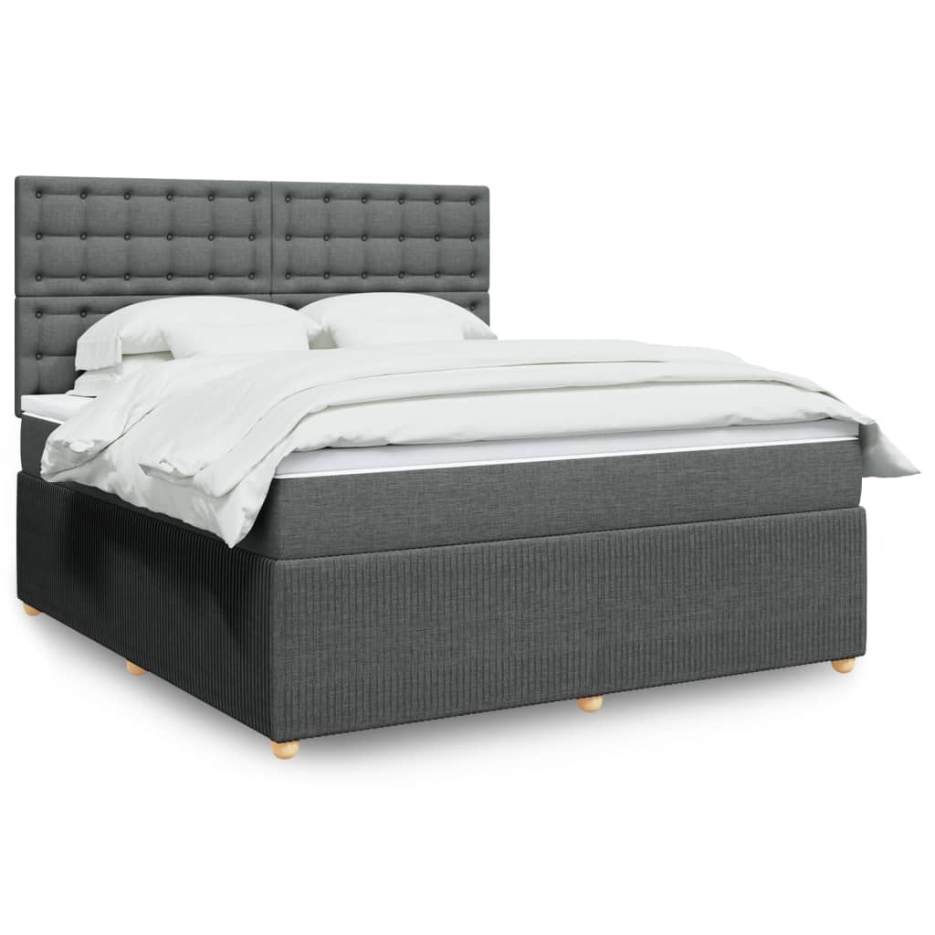 Boxspringbett mit Matratze Dunkelgrau 180×200 cm Stoff