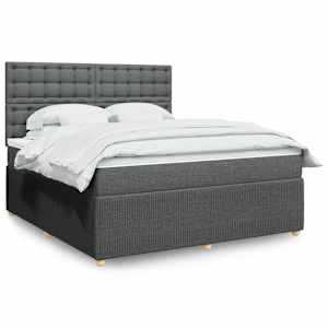 Box spring postel s matrací tmavě šedá 180x200 cm textil - obrázek 1