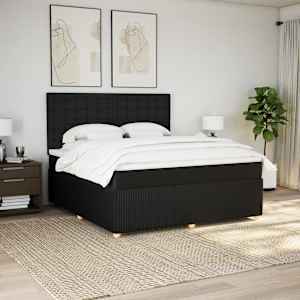 Box spring postel s matrací černá 180x200 cm textil - obrázek 3