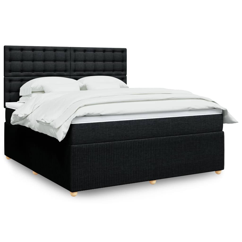 vidaXL Boxspringbett mit Matratze Schwarz 180x200 cm Stoff