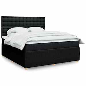 Box spring postelja z vzmetnico črna 180x200 cm blago