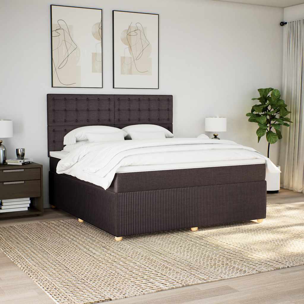 vidaXL Boxspring met matras stof donkerbruin 180x200 cm afbeelding