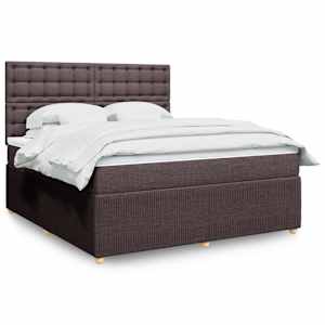 Box spring postel s matrací tmavě hnědá 180x200 cm textil - obrázek 1