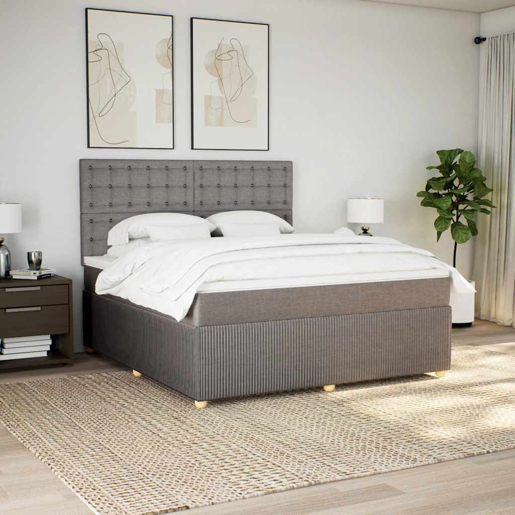 vidaXL Boxspring met matras stof taupe 180x200 cm afbeelding