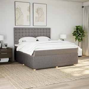 vidaXL Ł&oacute;żko kontynentalne z materacem, taupe, tkanina, 180x200 cm