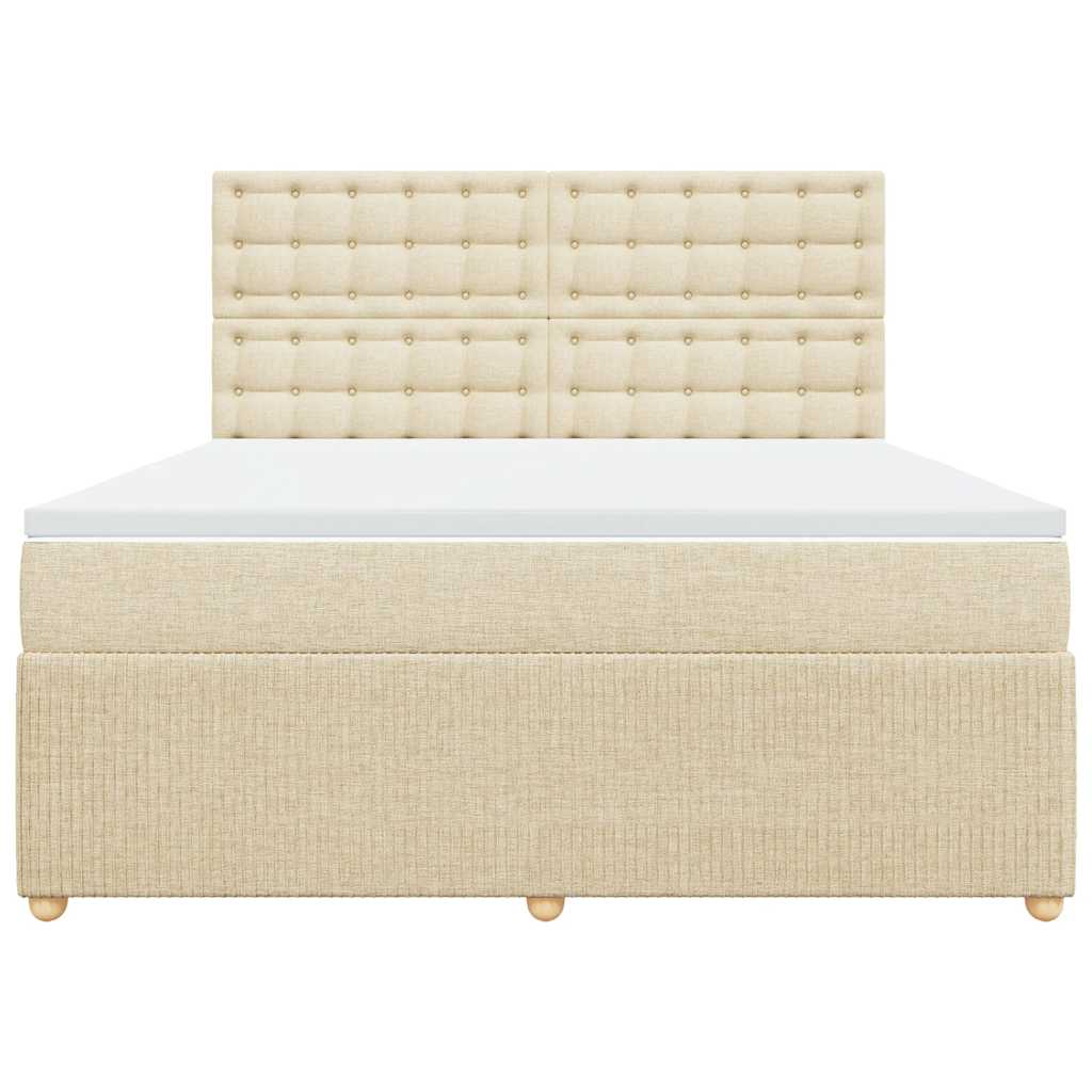 vidaXL Boxspring met matras stof crèmekleurig 180x200 cm, foto 4