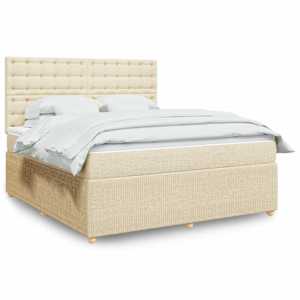 Box spring postelja z vzmetnico krem 180x200 cm blago