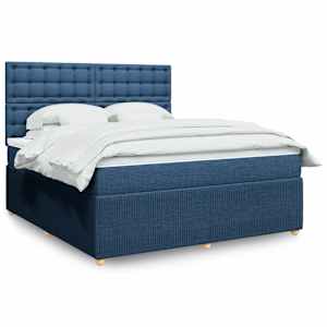 Box spring postel s matrací modrá 180x200 cm textil - obrázek 1