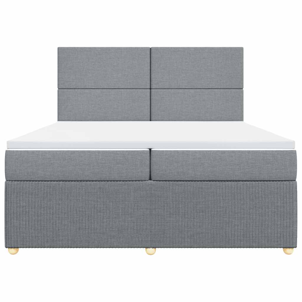 vidaXL Boxspring met matras stof lichtgrijs 200x200 cm grijs, foto 4