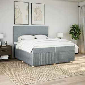 Box spring postel s matrací světle šedá 200 x 200 cm textil - obrázek 3