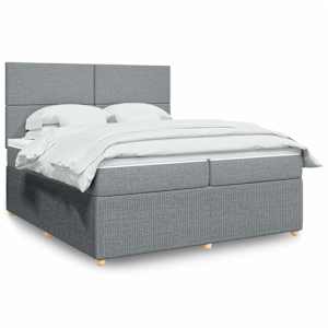 Box spring postel s matrací světle šedá 200 x 200 cm textil - obrázek 1