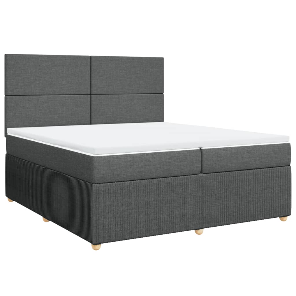 vidaXL Box spring postelja z vzmetnico temno siva 200x200 cm blago